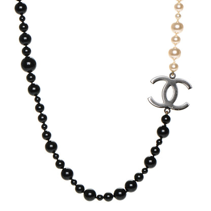 Chanel Ruthenium Pearl Bead CC Short Necklace Black 1 of 4