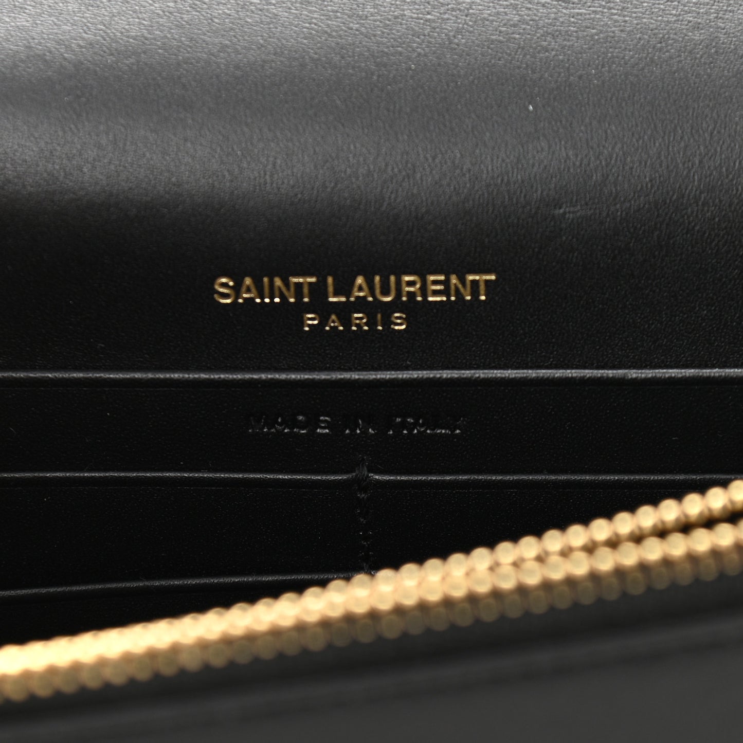 Smooth Calfskin Classic Monogram Kate Tassel Chain Wallet Black