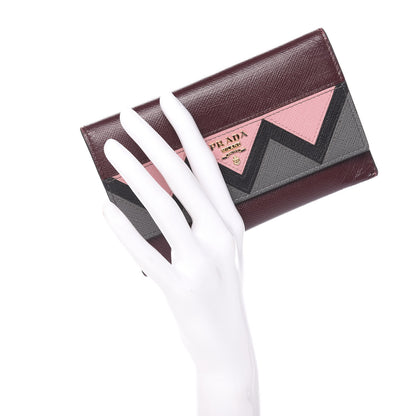 Prada Saffiano Greche Card Holder Granato Petalo Marmo 2 of 11