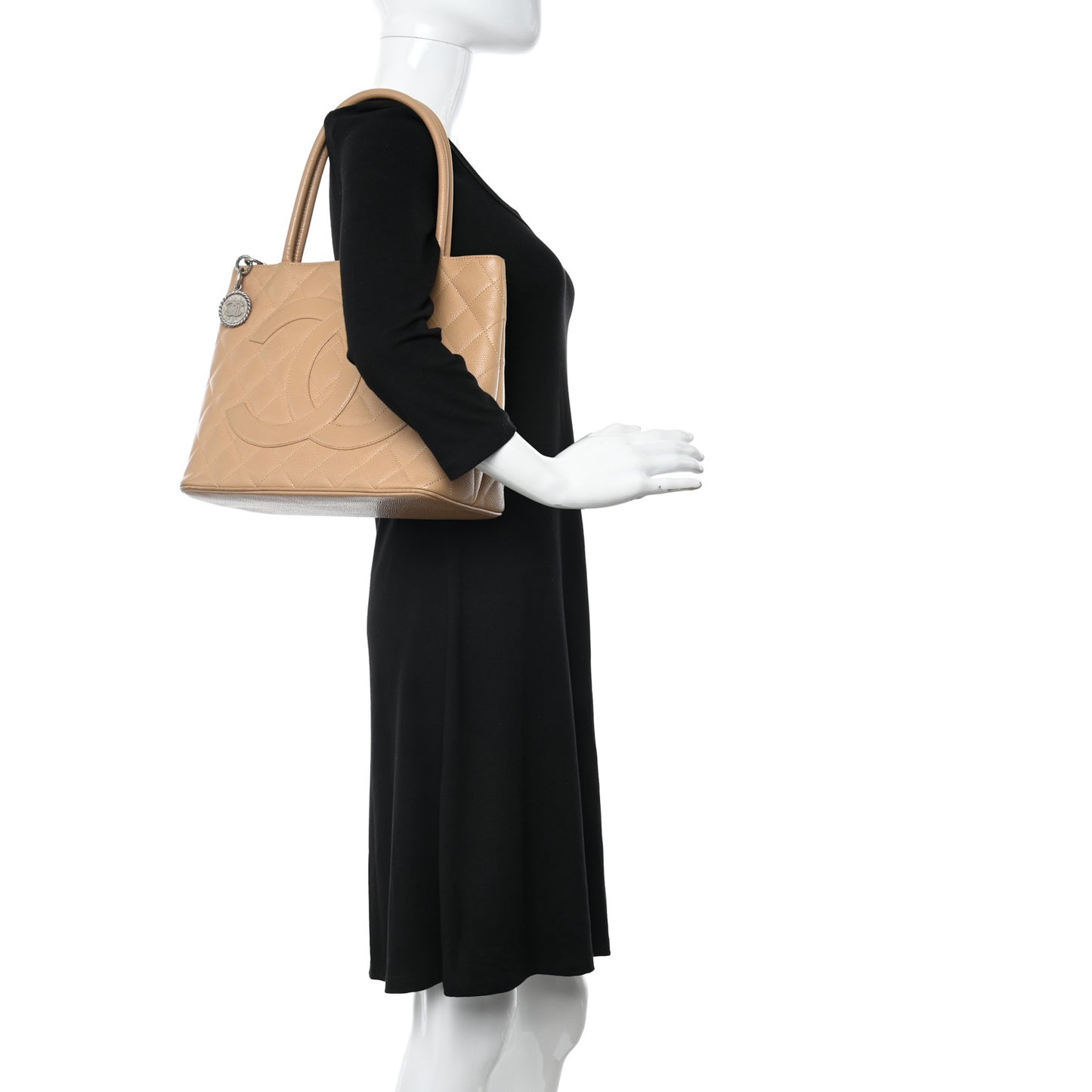 Caviar Quilted Medallion Tote Beige