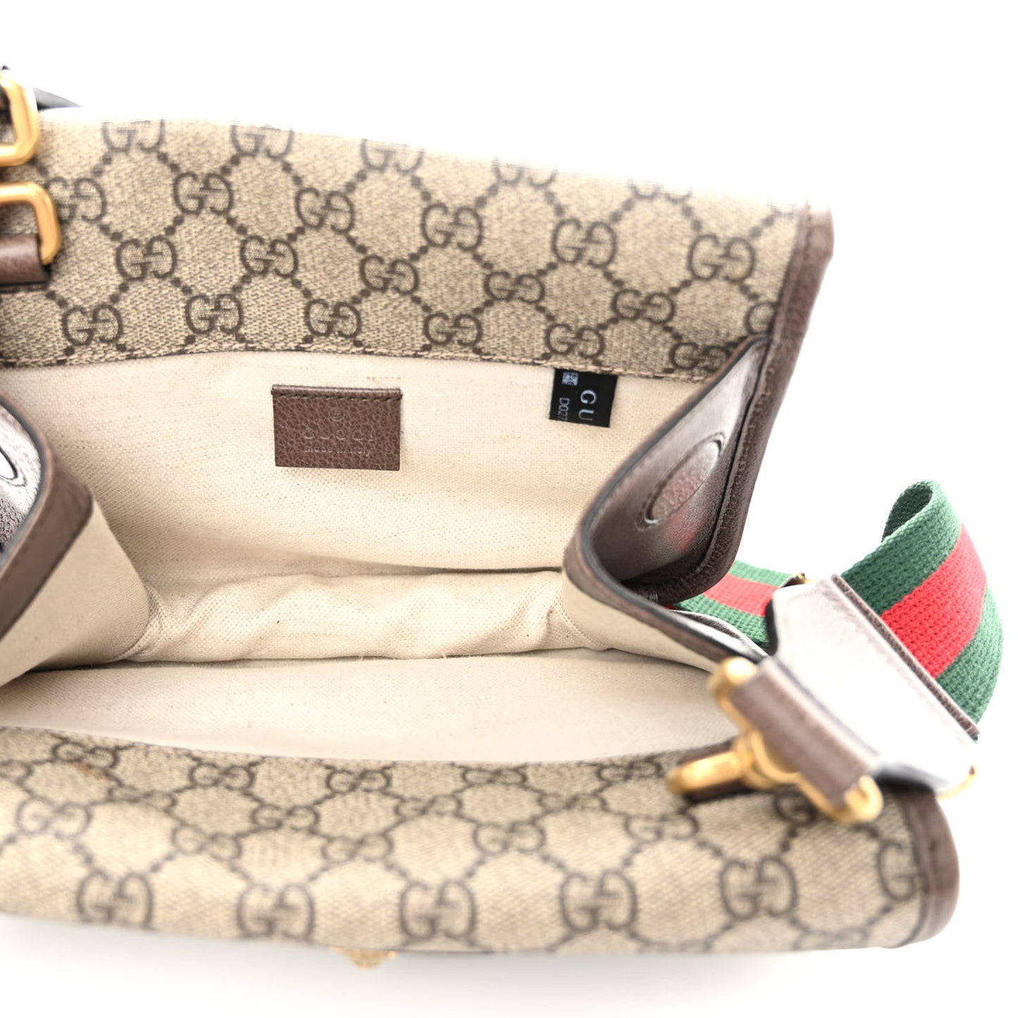 GG Supreme Monogram Web Small Neo Vintage Double Flap Messenger Bag Beige New Acero