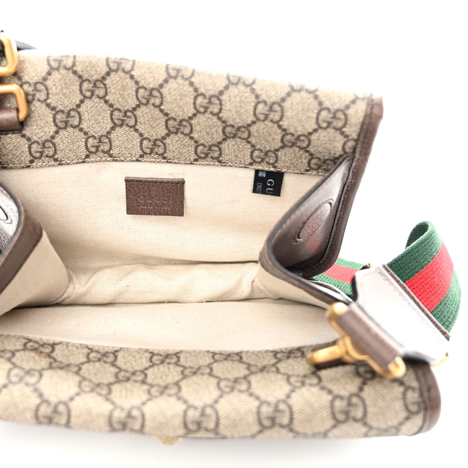 Gucci GG Supreme Monogram Web Small Neo Vintage Double Flap Messenger Bag Beige New Acero 5 of 13
