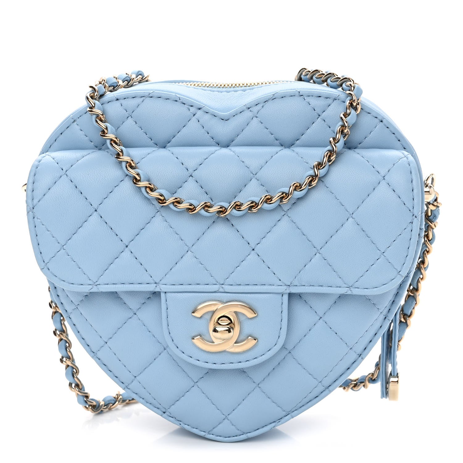Chanel Lambskin Quilted CC In Love Heart Bag Light Blue 1 of 10