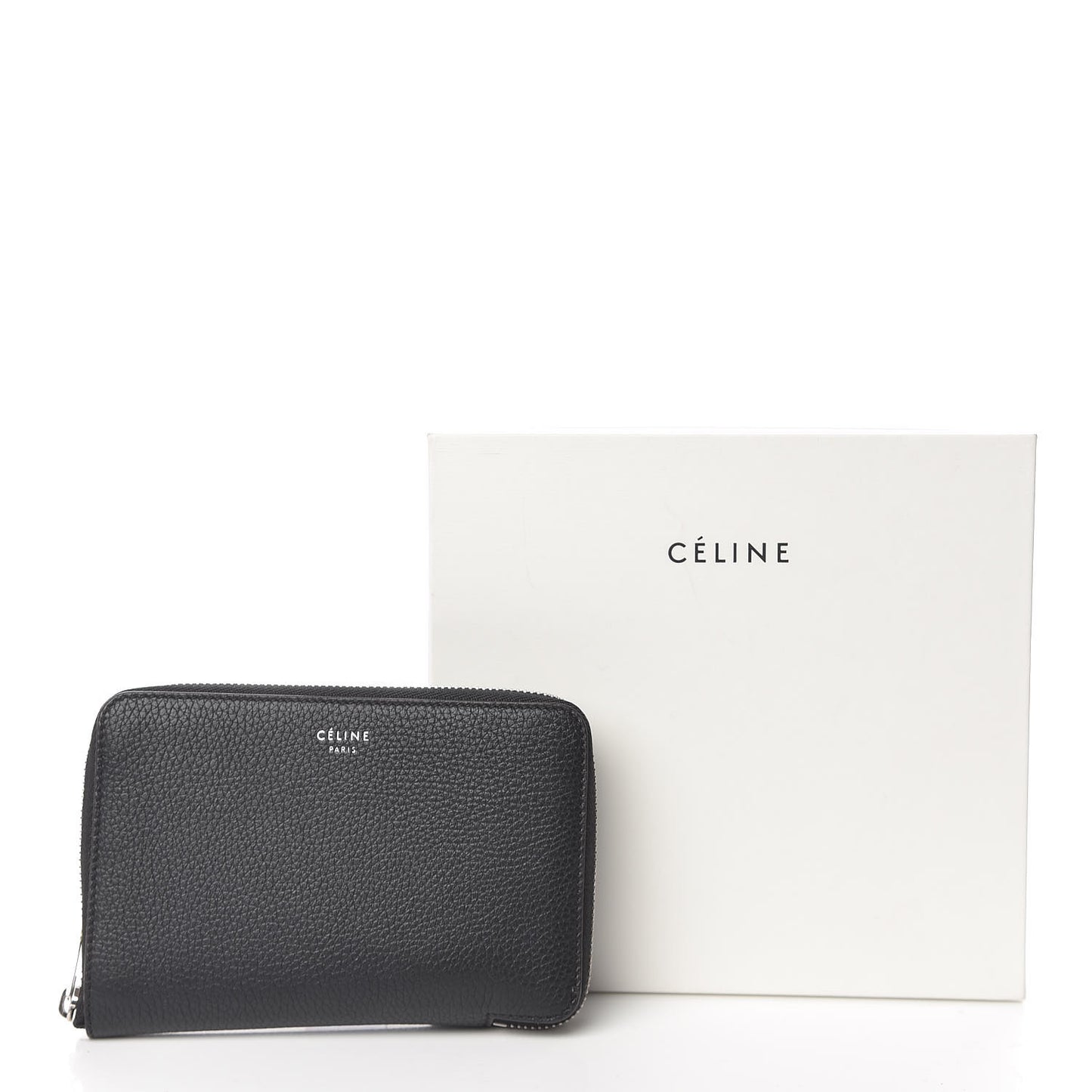 Drummed Calfskin Zip Around Multifunction Wallet Black Citron