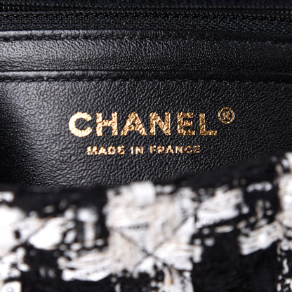Chanel Tweed Quilted Mini Rectangular Flap Black Ecru White 6 of 12