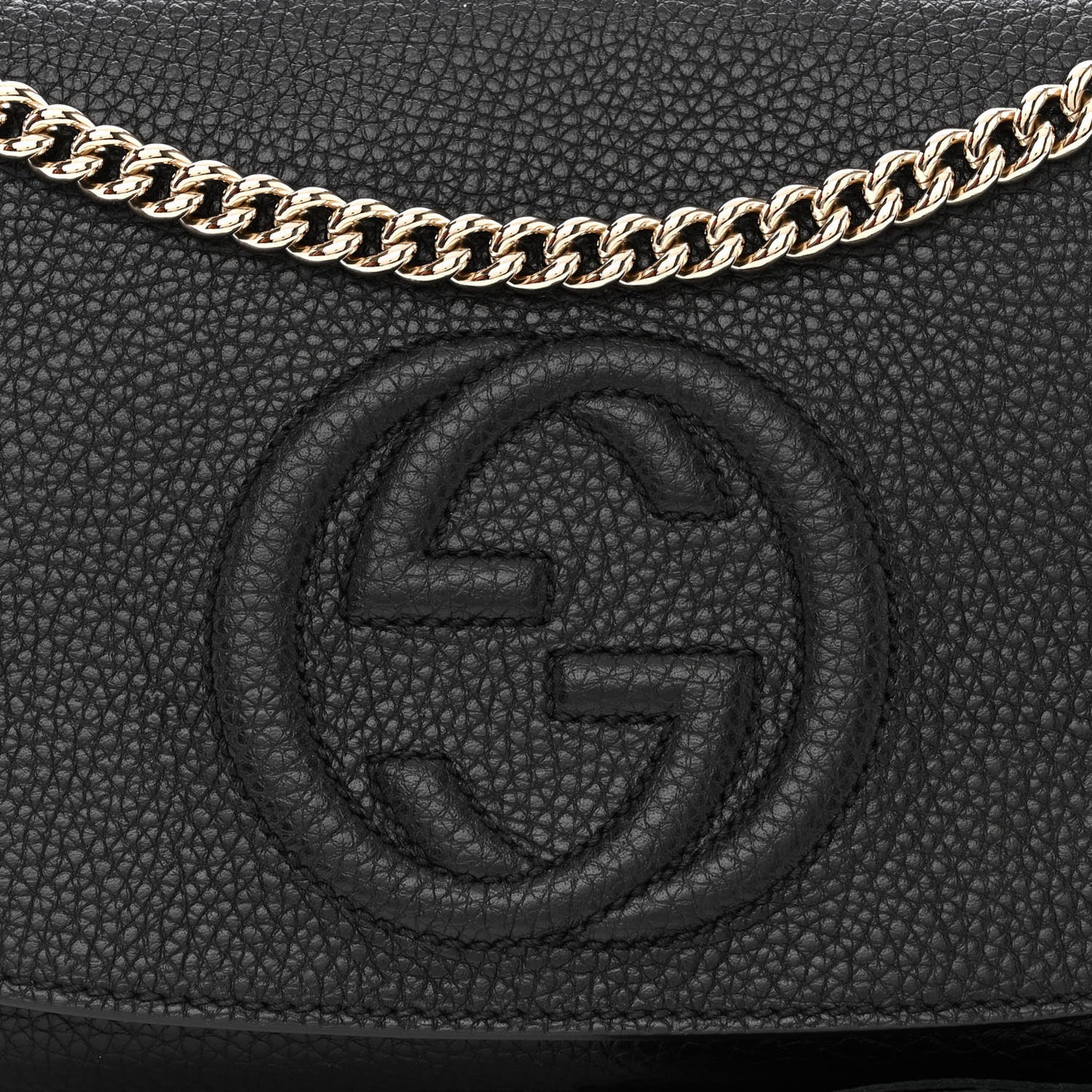 Pebbled Calfskin Medium Soho Flap Crossbody Black