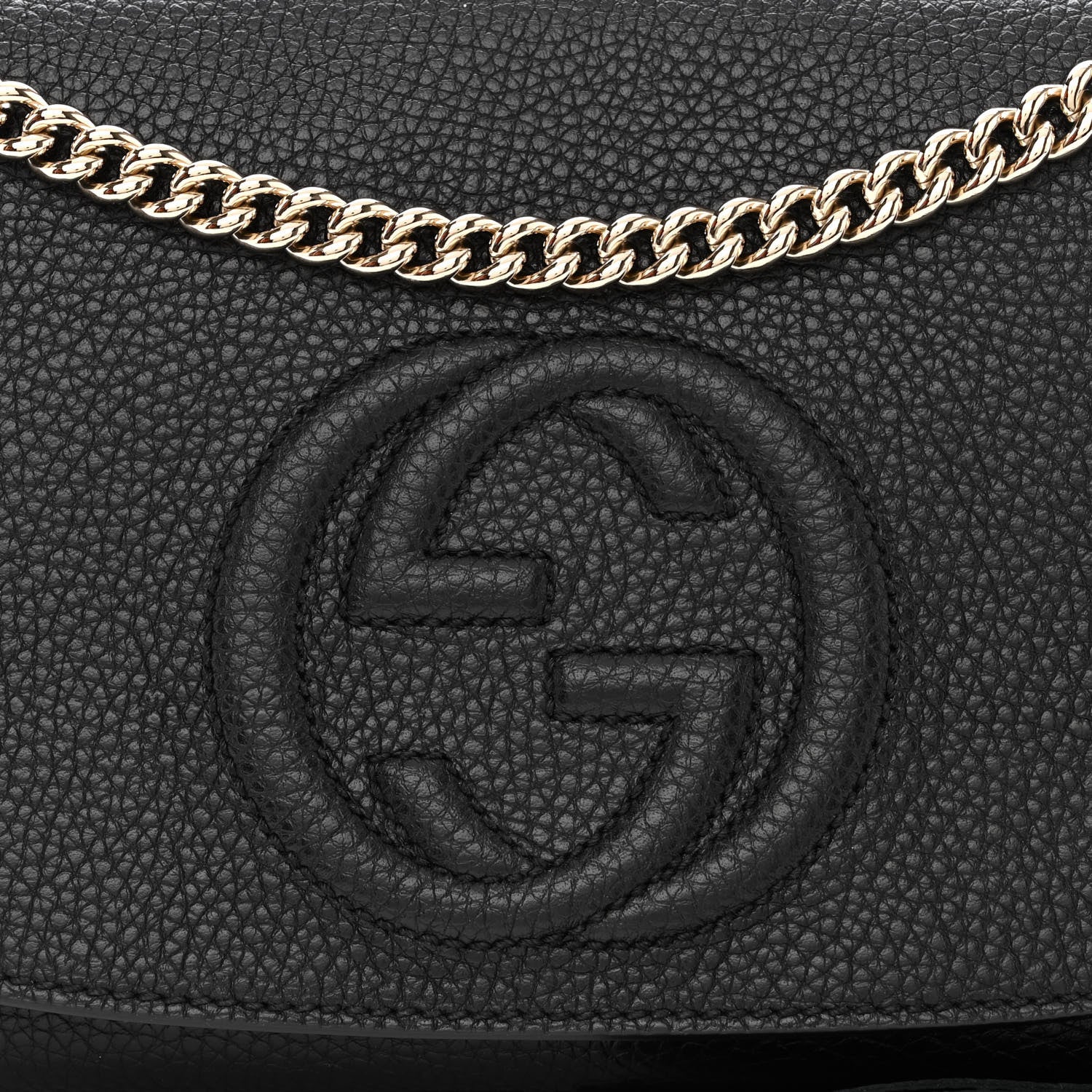 Gucci Pebbled Calfskin Medium Soho Flap Crossbody Black 8 of 10