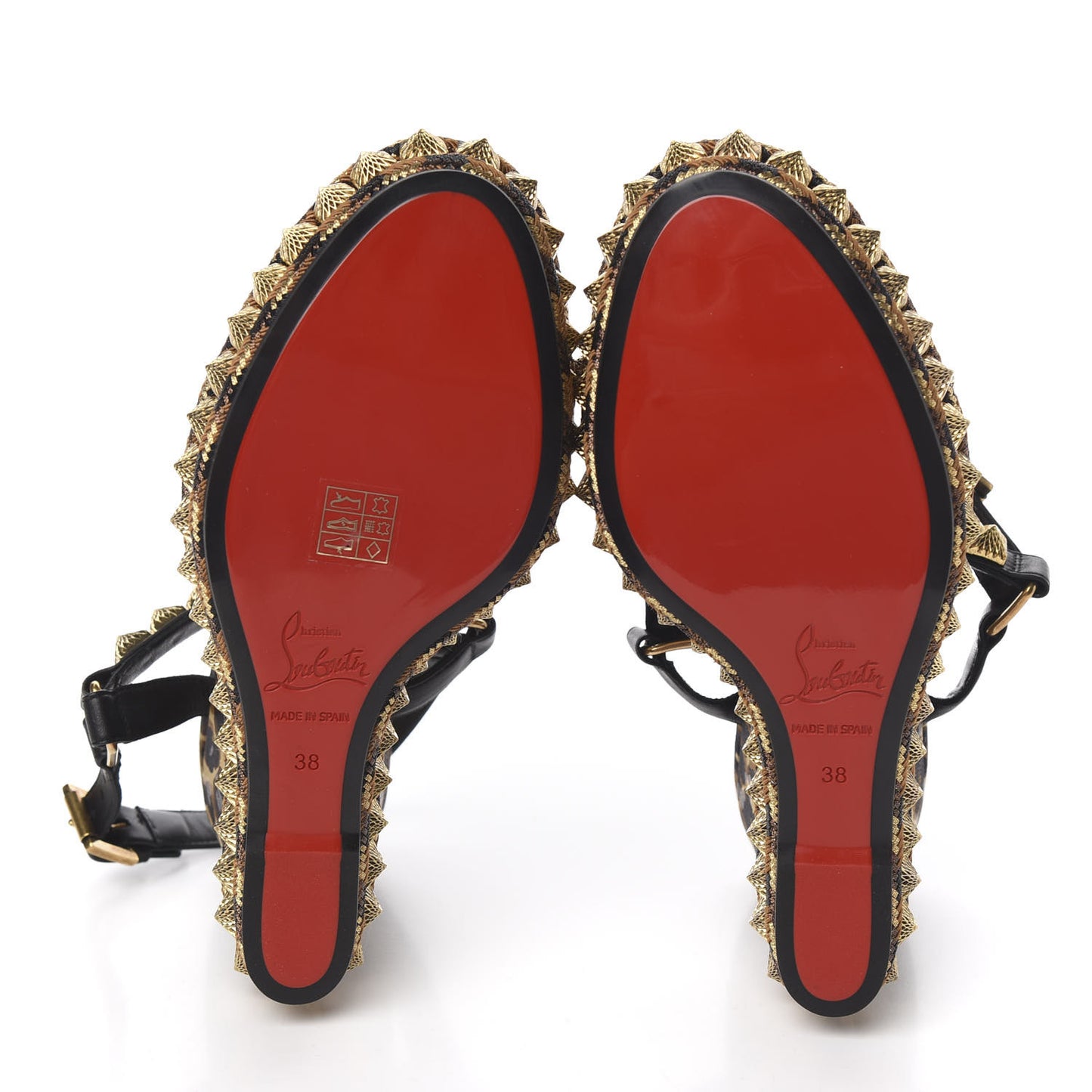 Nappa Silk Leopard Pira Ryad 110 Wedge Sandals 38 Black Marron