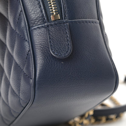 Chanel Calfskin Quilted CC Small Vanity Case Navy 11 of 15