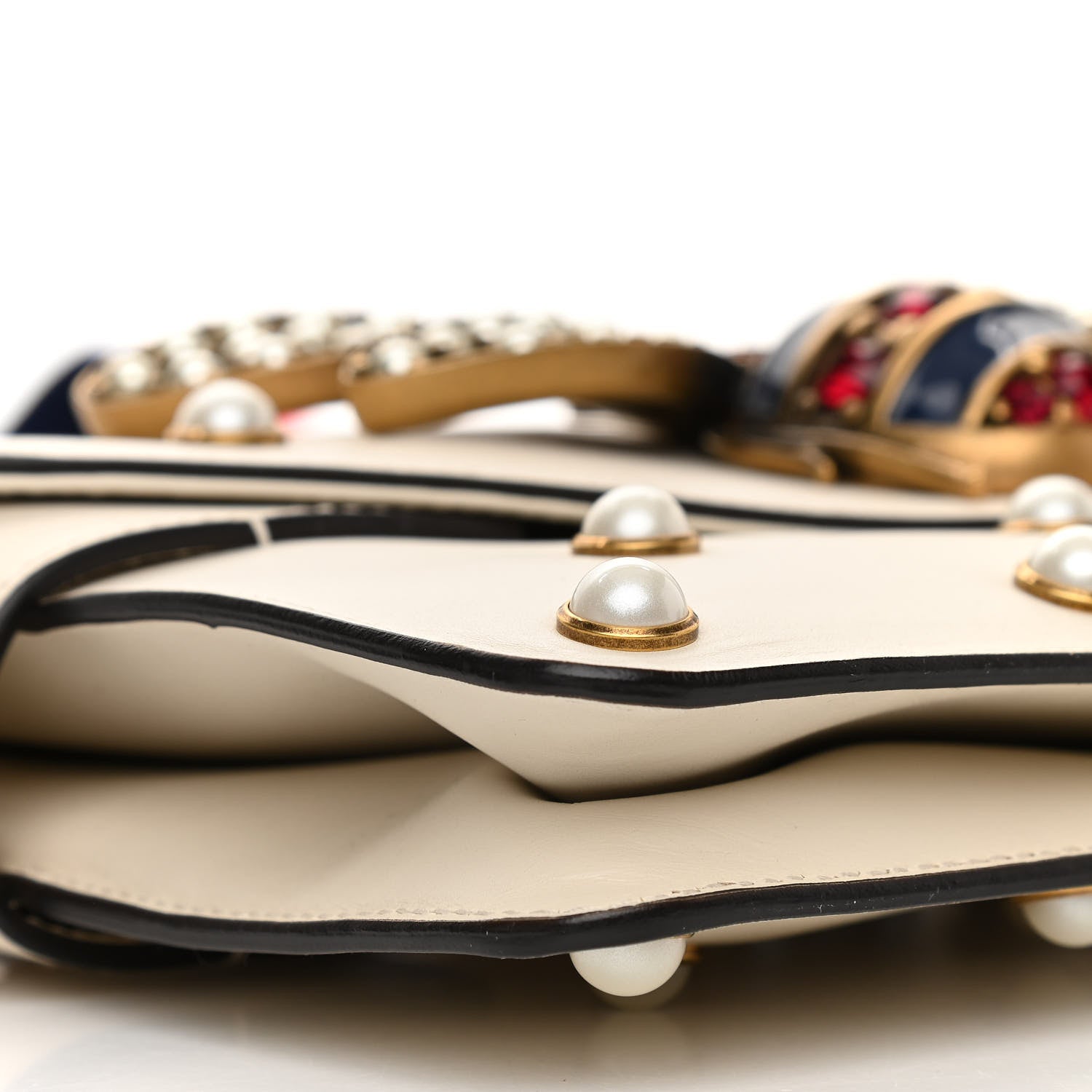 Gucci Nappa Pearl Studded Mini Queen Margaret Broadway Shoulder Bag Mystic White 9 of 12