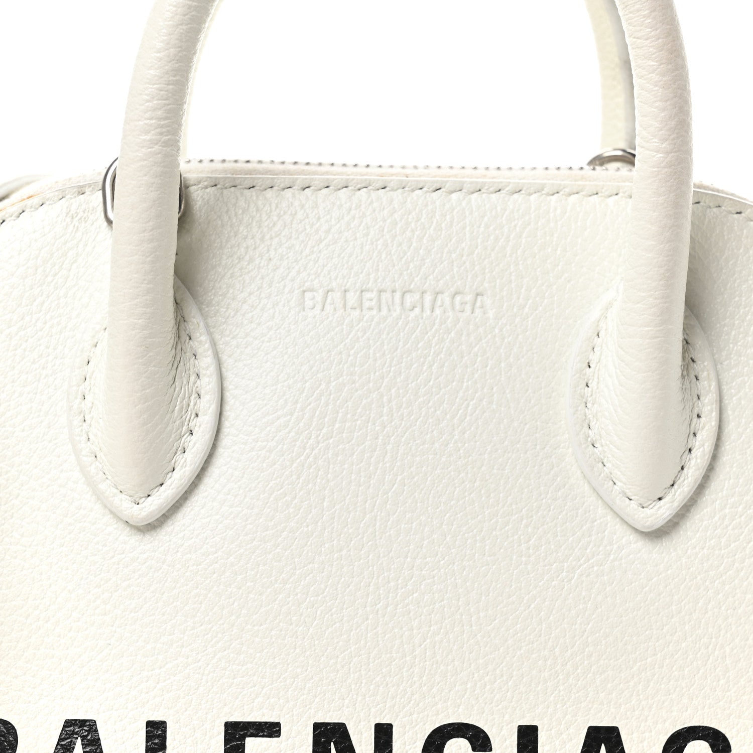 Balenciaga Grained Calfskin XXS Ville Top Handle Bag White Black 9 of 13