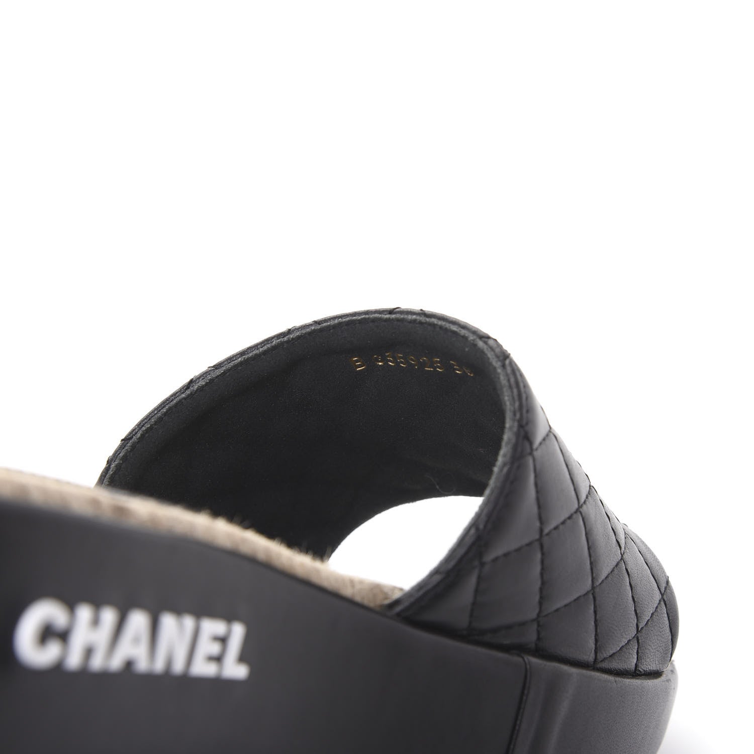 Chanel Lambskin Quilted CC Espadrille Slip On Sandals 38 Black 9 of 10