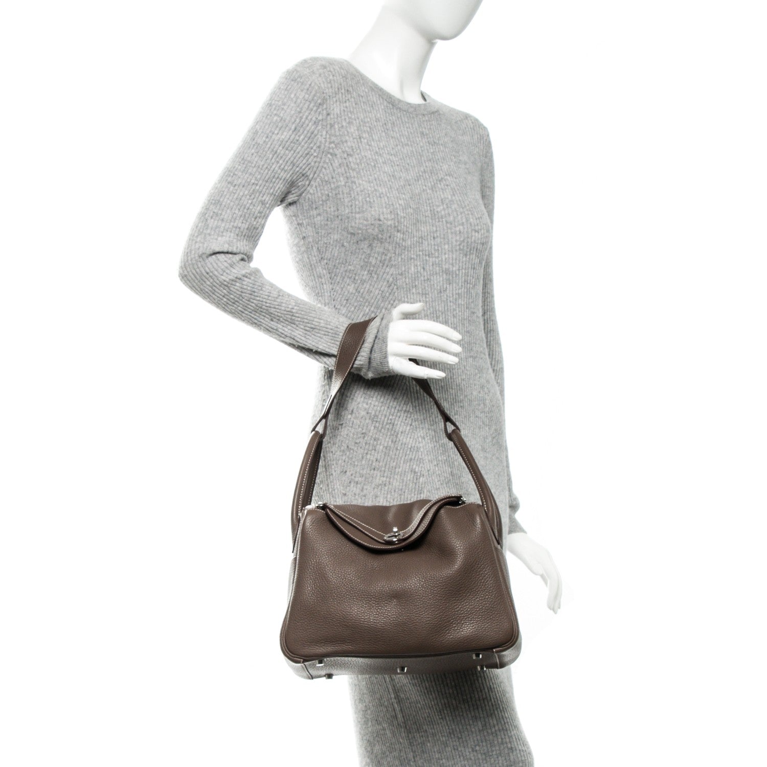 Hermes Taurillon Clemence Lindy 30 Etoupe 2 of 6