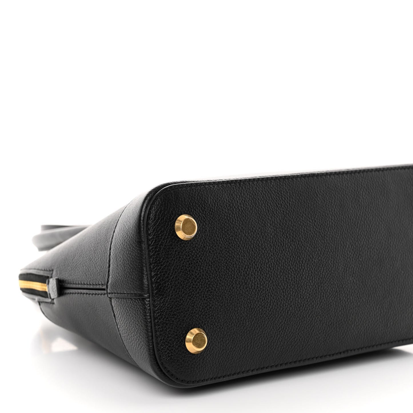 Grained Calfskin Logo S Ville Top Handle Bag Black White