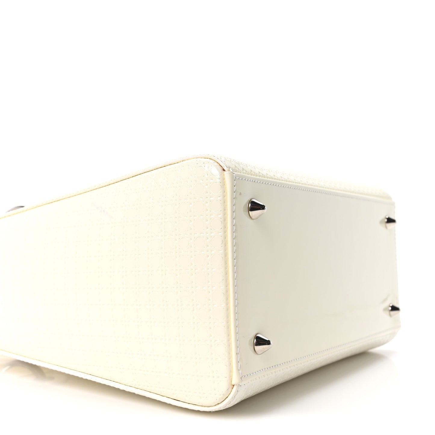 Patent Micro-Cannage Medium Lady Dior White