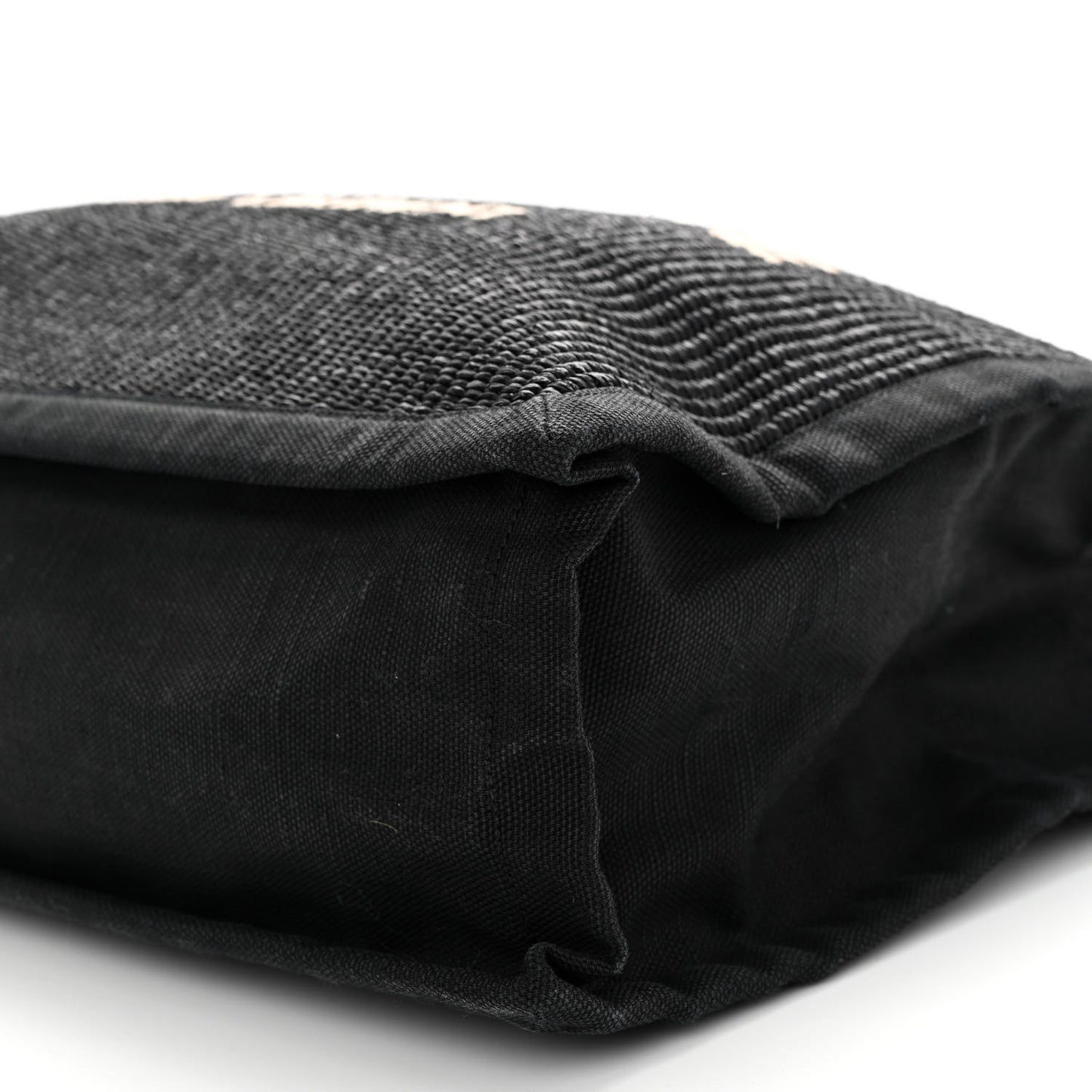 Raffia Linen Calfskin Rive Gauche Tote Black