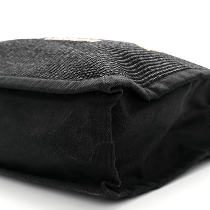 Saint Laurent Raffia Linen Calfskin Rive Gauche Tote Black 10 of 11