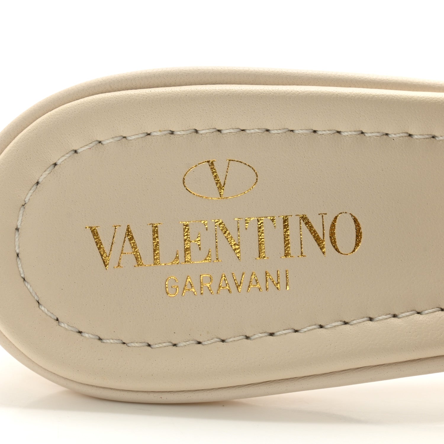 Valentino Garavani Nappa Quilted Roman Stud 65mm Slide Sandals 39 Light Ivory 6 of 11