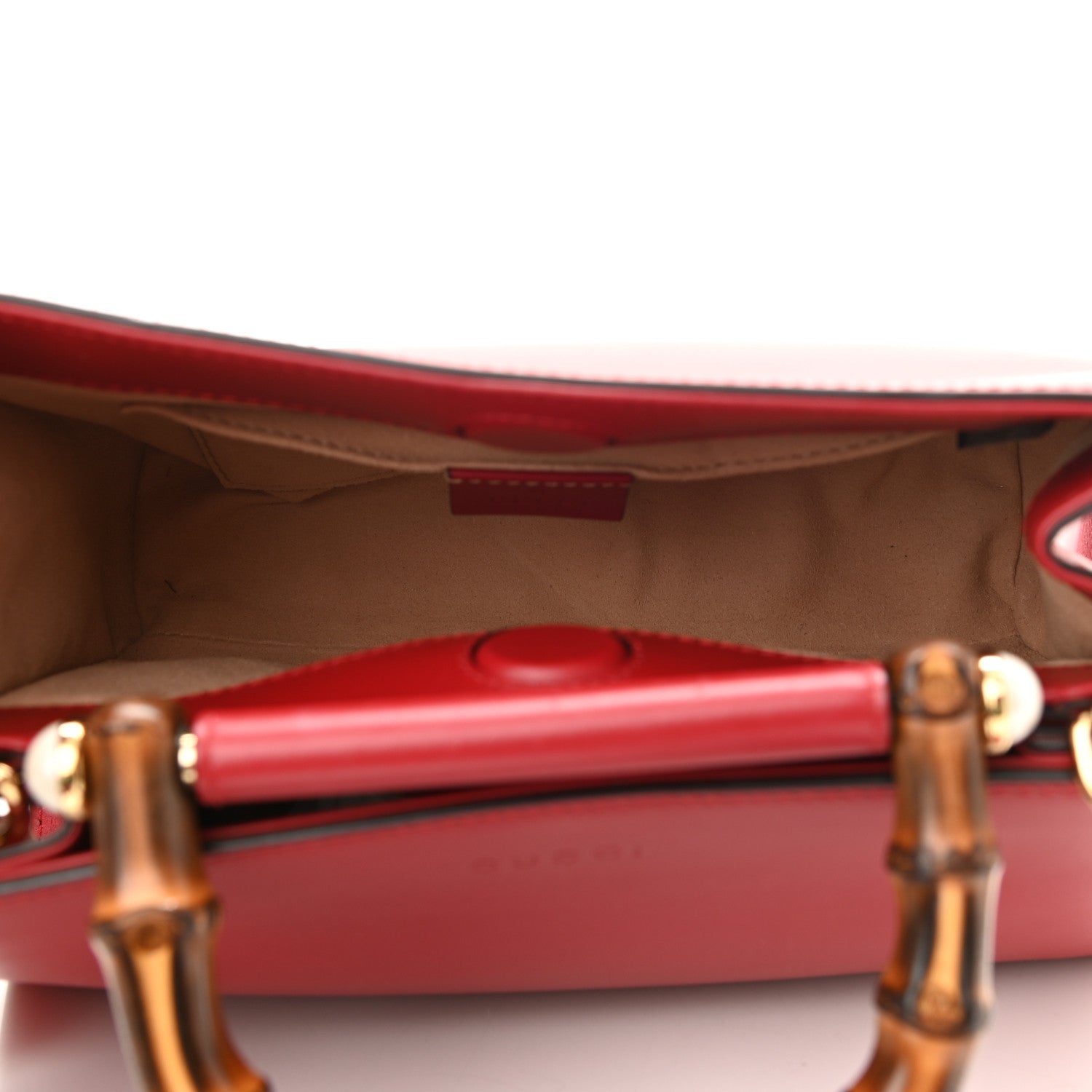Gucci Nappa Bamboo Web Mini Nymphaea Top Handle Bag Hibiscus Red 6 of 9