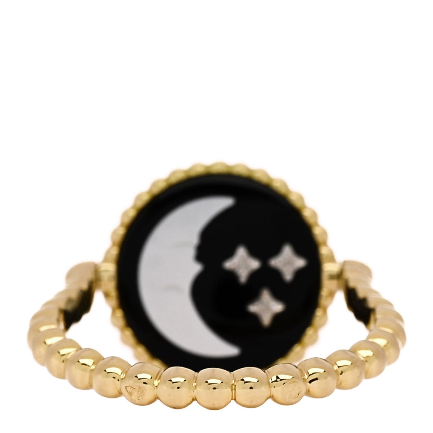 18K Yellow White Gold Diamond Black Onyx Mother of Pearl Rose Celeste Ring 51 5.75