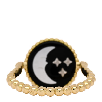 Christian Dior 18K Yellow White Gold Diamond Black Onyx Mother of Pearl Rose Celeste Ring 51 5.75 5 of 6