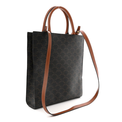 Celine Triomphe Canvas Calfskin Small Vertical Cabas Tan 3 of 12