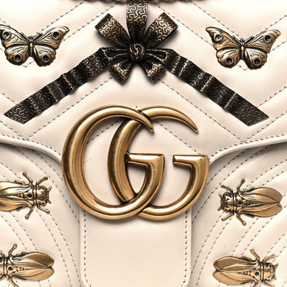 Gucci Calfskin Matelasse Animal Studs Medium GG Marmont Shoulder Bag Mystic White 8 of 20
