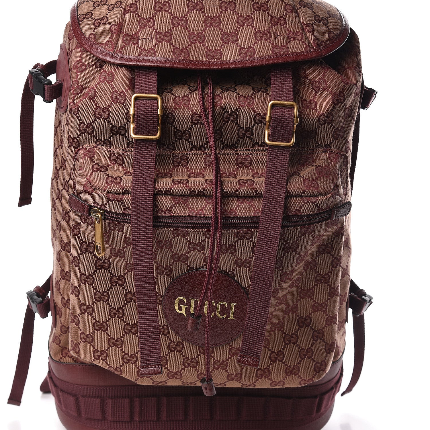 Gucci GG Monogram Script Logo Large Double Pocket Backpack Sahara Rubino Bordeaux 8 of 10