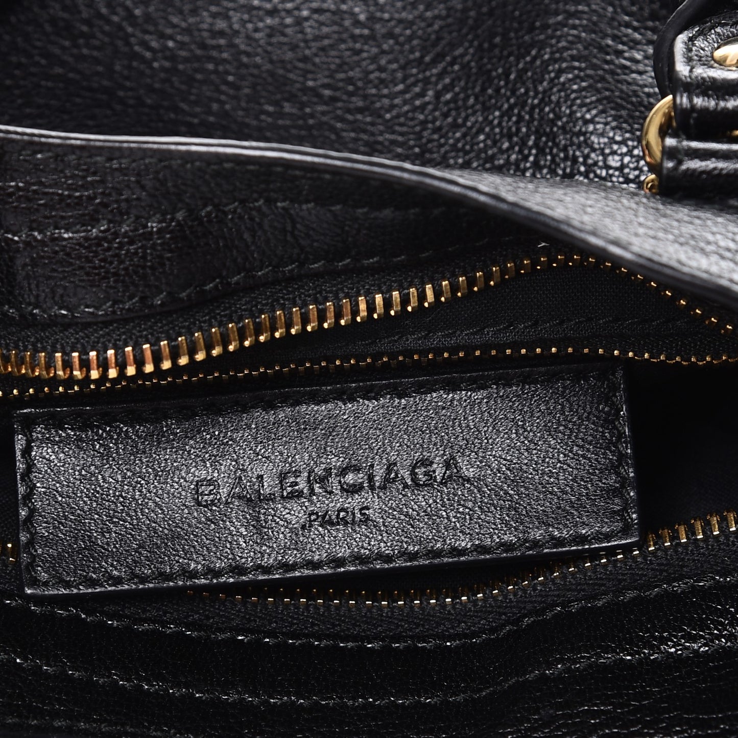 Chevre Gold Metallic Edge Hardware Mini City Black
