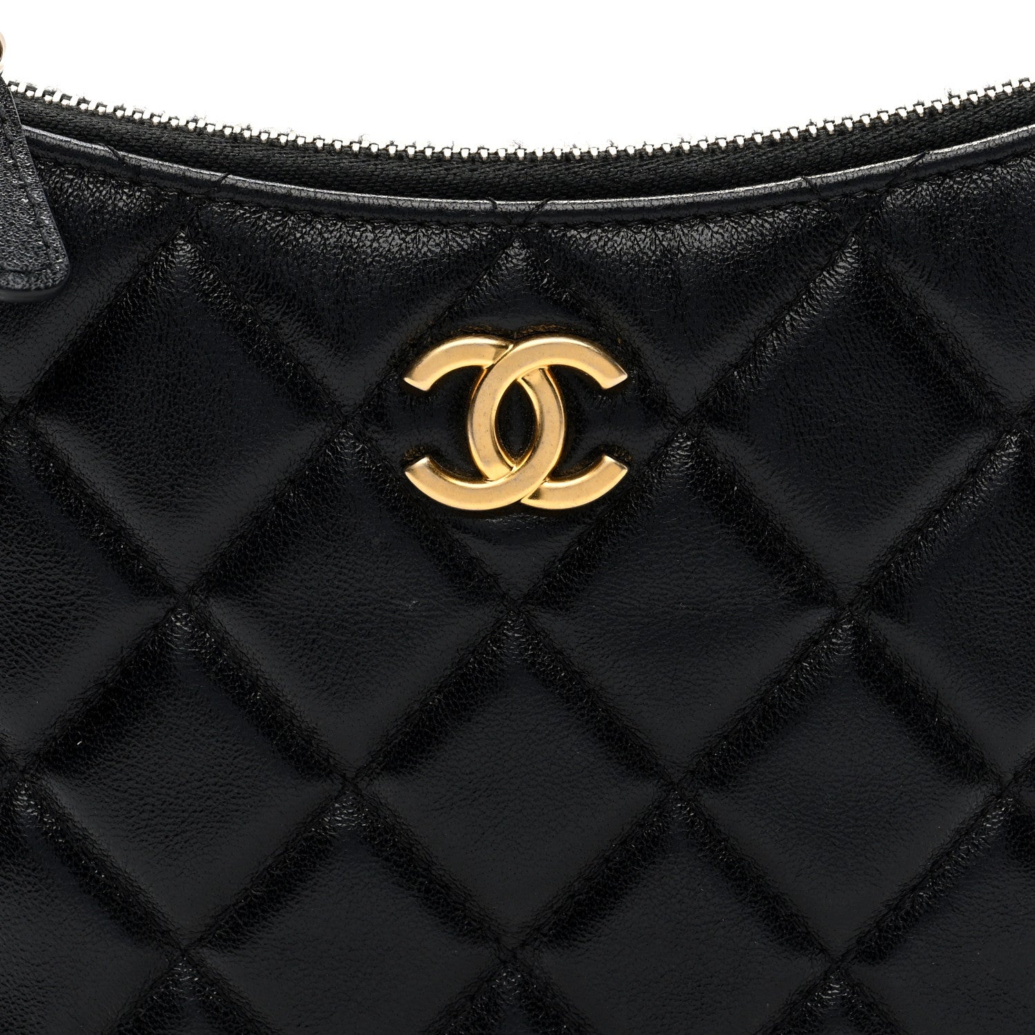 Chanel Shiny Crumbled Lambskin Quilted Round Small CC Hobo Black 8 of 10