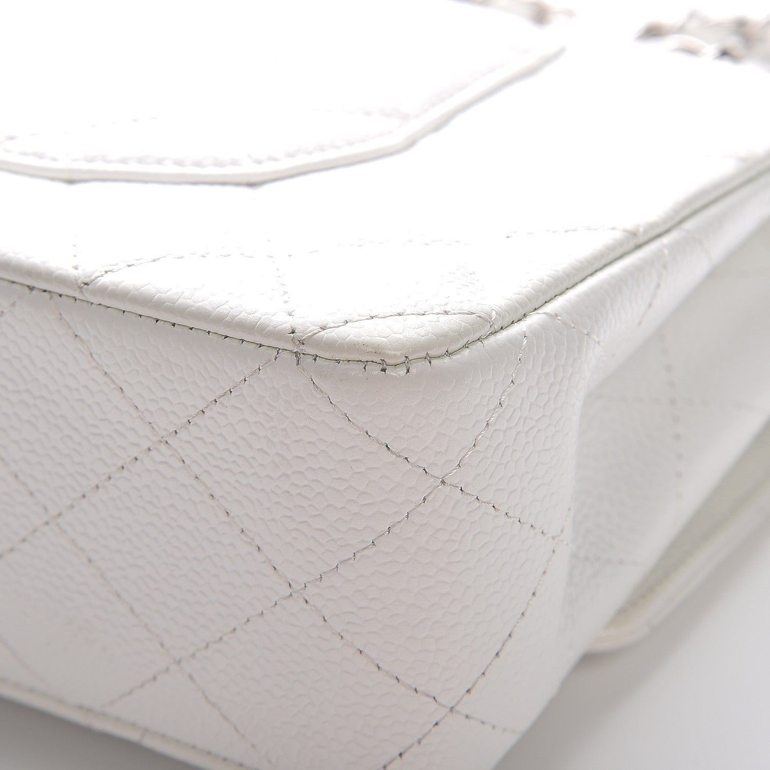 Chanel Caviar Quilted Medium Double Flap White 11 of 12