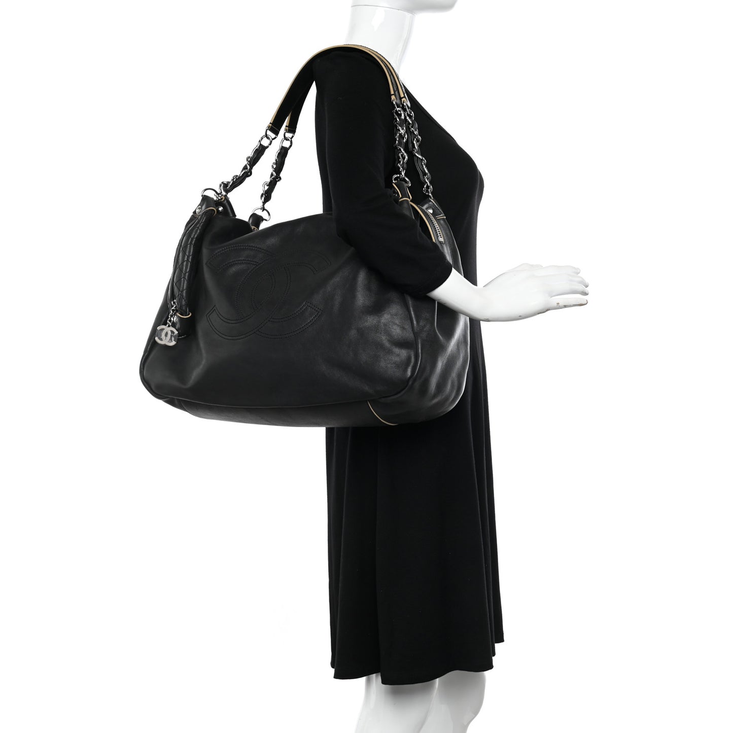 Lambskin Large Edgy Hobo Black