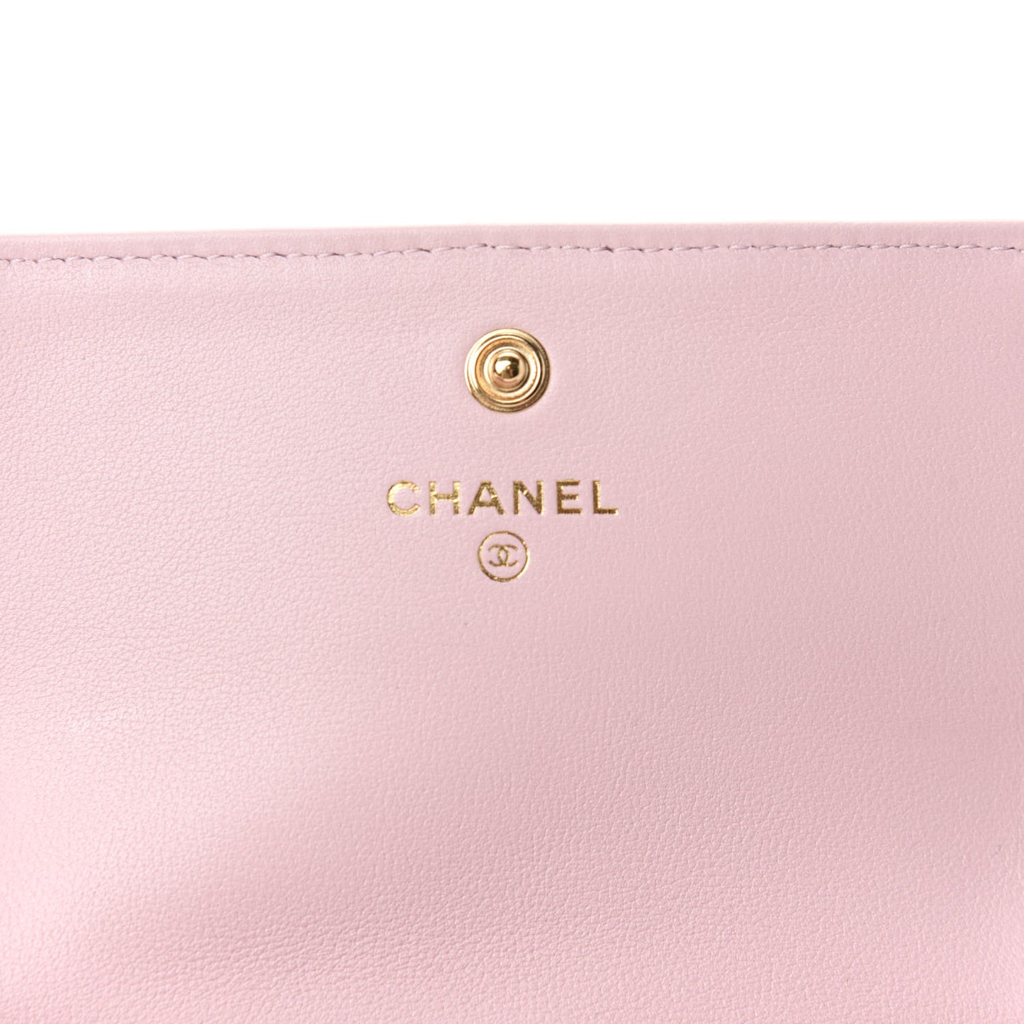 Calfskin Quilted About Pearls Card Holder Flap With Chain Light Pink