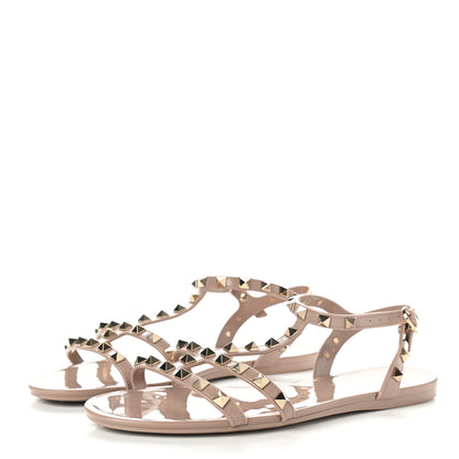 Valentino Garavani PVC Jelly Rockstud Caged Sandals 40 Poudre 3 of 10