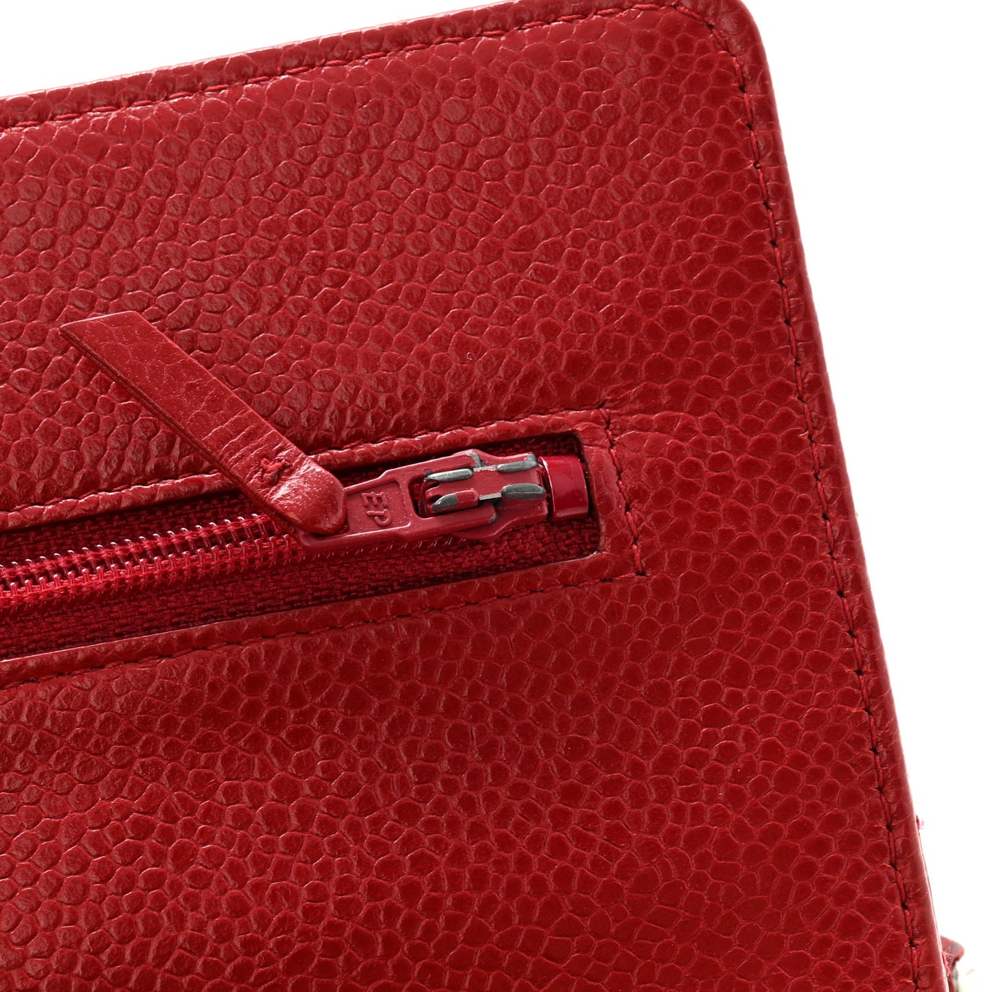 Caviar Quilted Wallet on Chain WOC Red