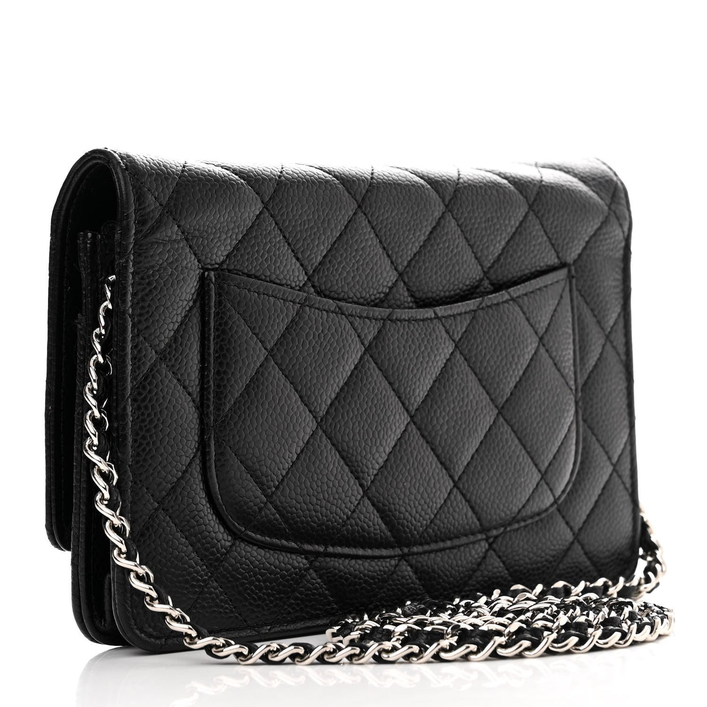 Caviar Quilted Wallet on Chain WOC Black