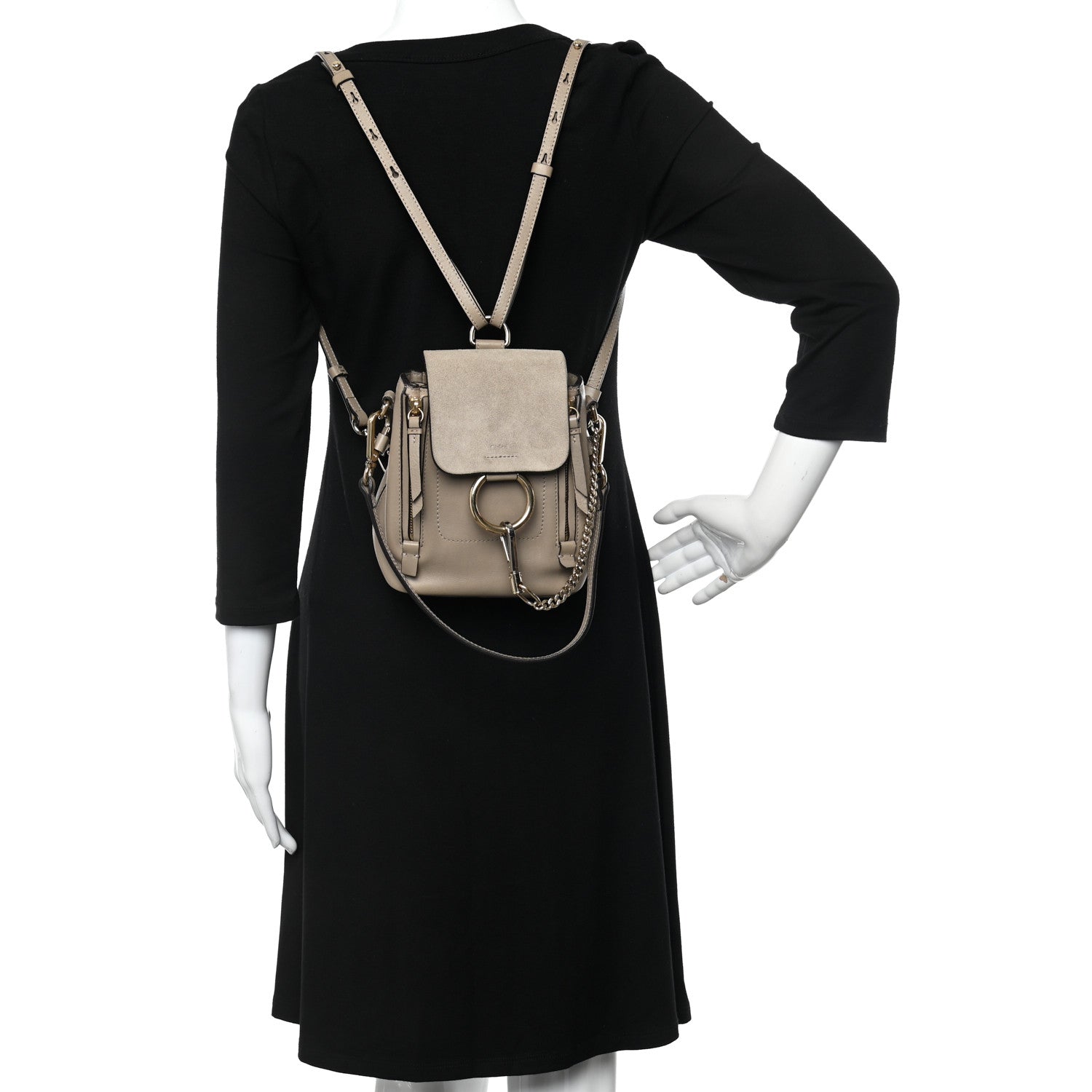Chloe Suede Calfskin Mini Faye Backpack Motty Grey 2 of 11