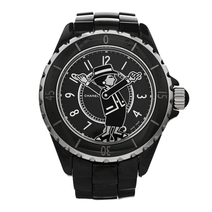 Chanel Stainless Steel Ceramic Diamond 38mm J12 Limited Edition Mademoiselle Automatic Watch Black 1 of 4