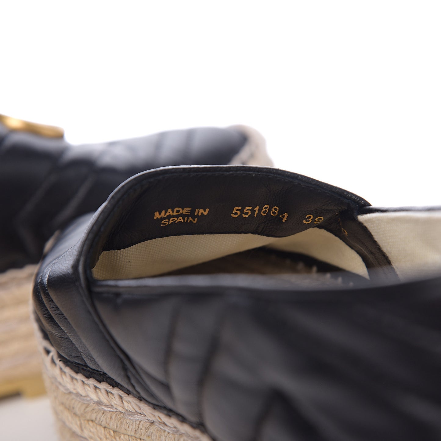 Nappa Matelasse GG Marmont Platform Espadrilles 39 Black