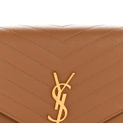 Saint Laurent Grain De Poudre Matelasse Chevron Monogram Envelope Clutch Natural Dark 8 of 12
