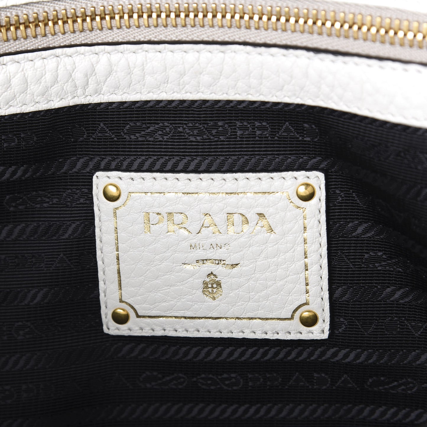Vitello Daino Embossed Logo Tote White