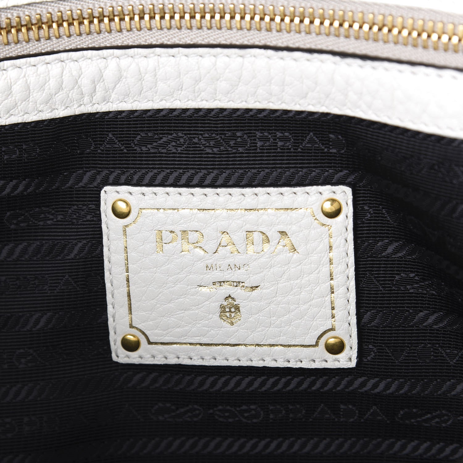Prada Vitello Daino Embossed Logo Tote White 5 of 8