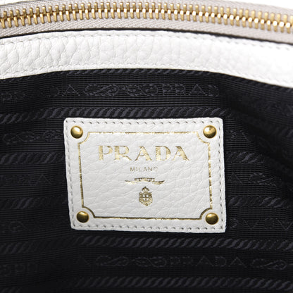 Prada Vitello Daino Embossed Logo Tote White 5 of 8