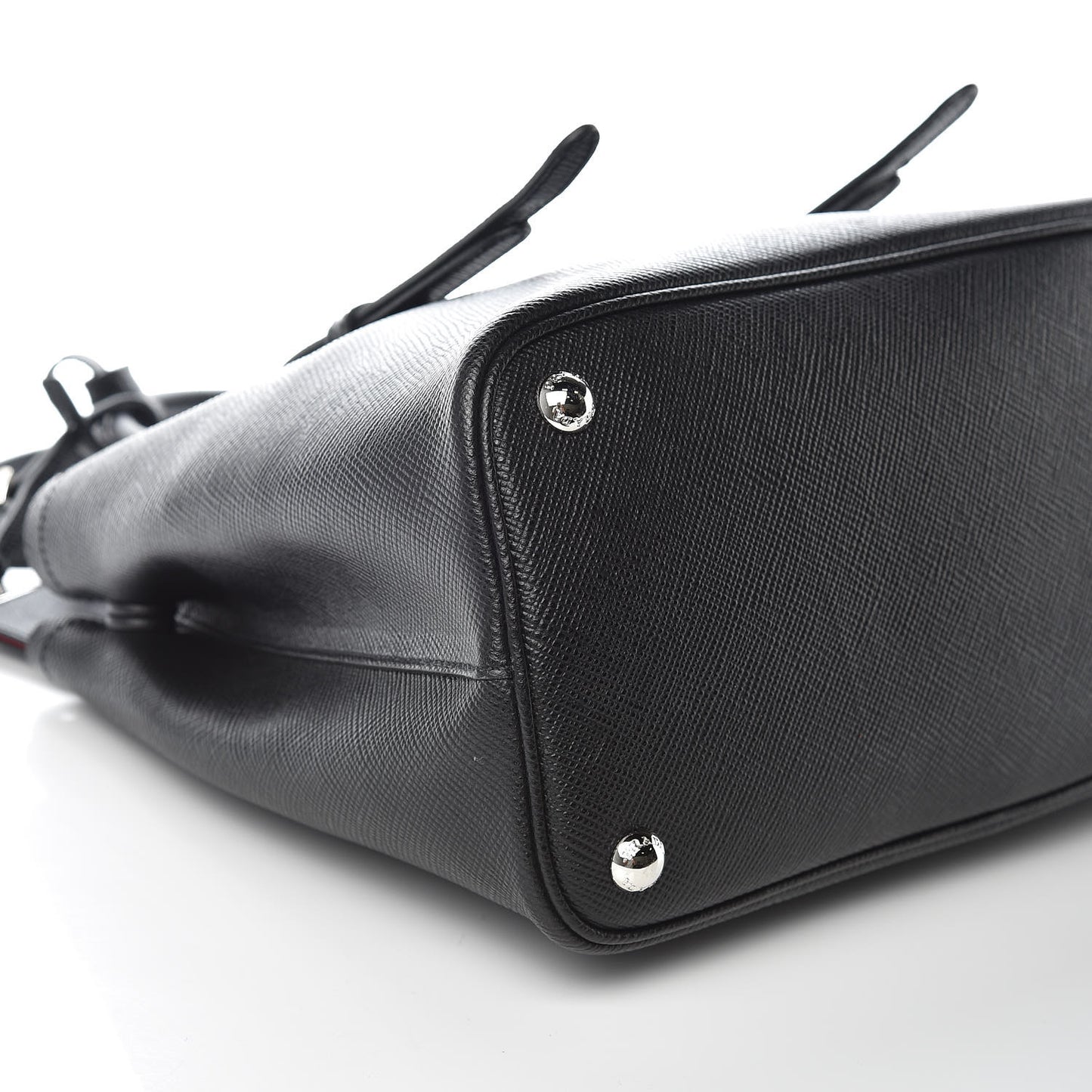 Saffiano Cuir Small Double Handle Tote Black Fuoco