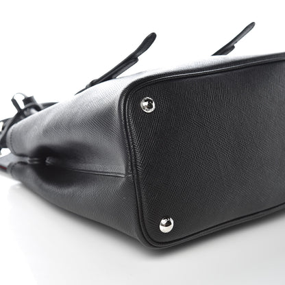 Prada Saffiano Cuir Small Double Handle Tote Black Fuoco 5 of 8