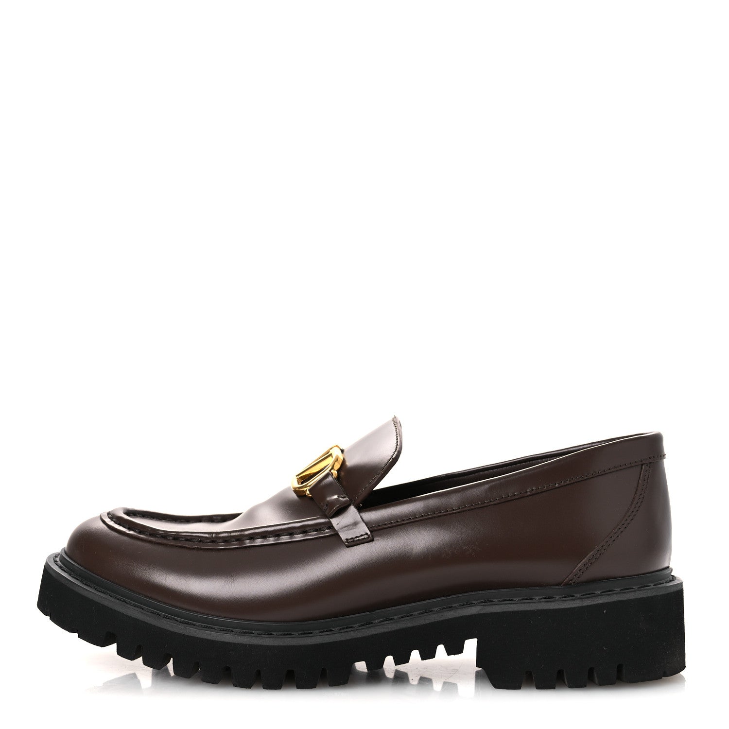 Valentino Garavani Calfskin Vlogo Loafers 39.5 Cacao 1 of 14