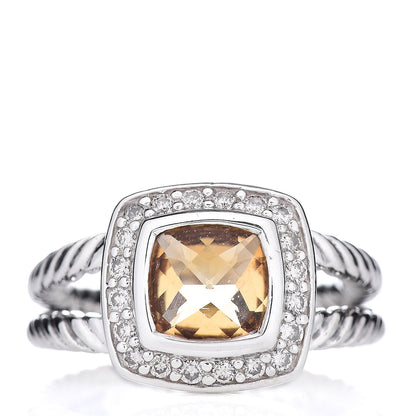 David Yurman Sterling Silver Diamond Citrine 7mm Petite Albion Ring 49 4.75 1 of 5