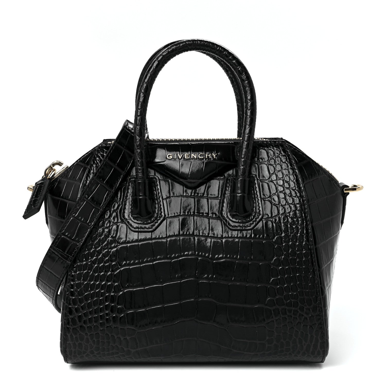 Givenchy Calfskin Crocodile Embossed Mini Antigona Deep Blue 1 of 12