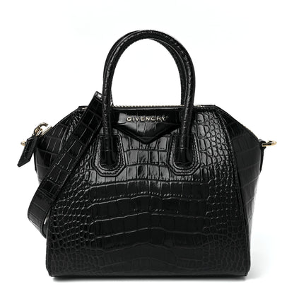 Givenchy Calfskin Crocodile Embossed Mini Antigona Deep Blue 1 of 12
