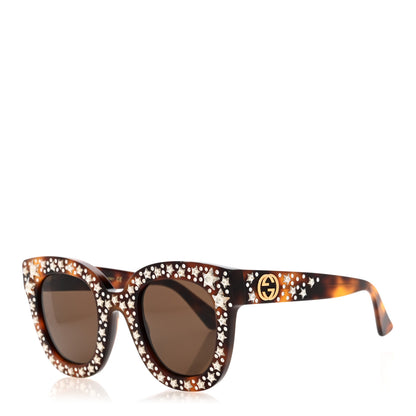 Gucci Acetate Stars Cat Eye Sunglasses GG0116S Havana 1 of 6